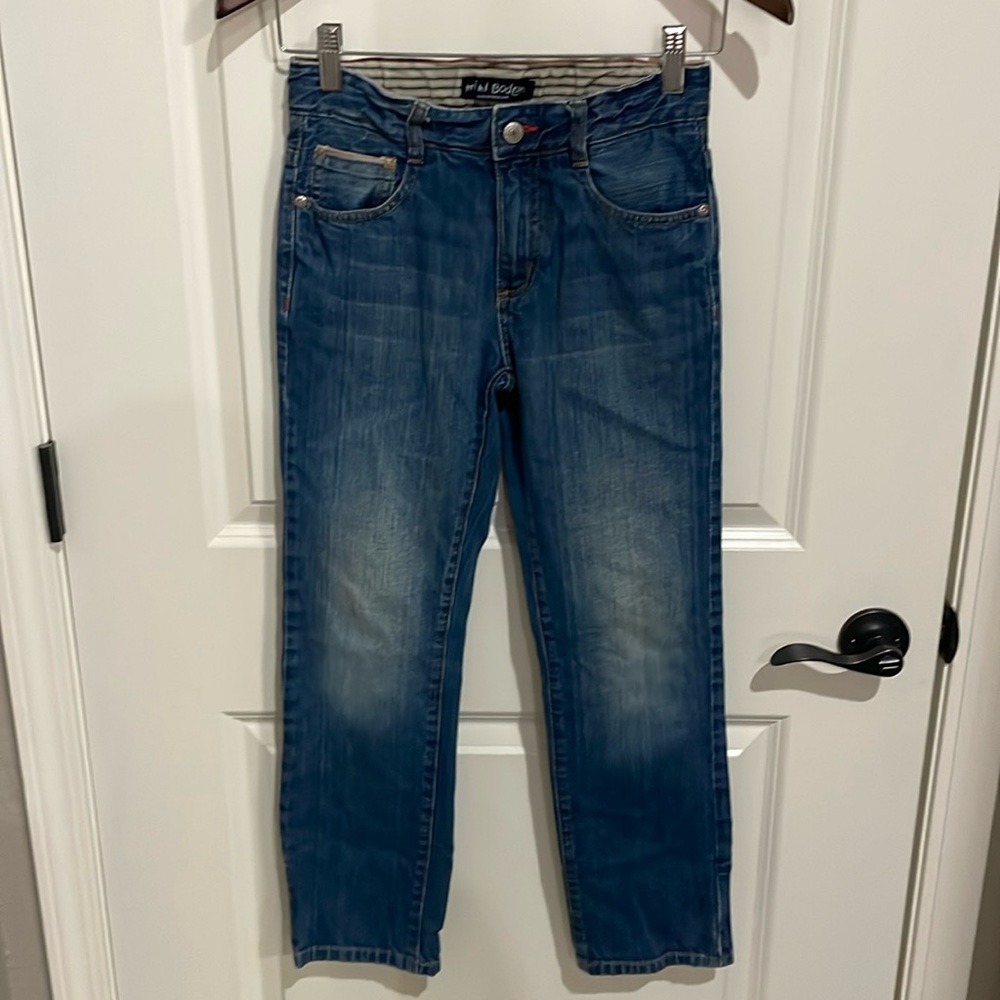 Mini Boden boys size 10y straight leg medium wash jeans adjustable waistband
